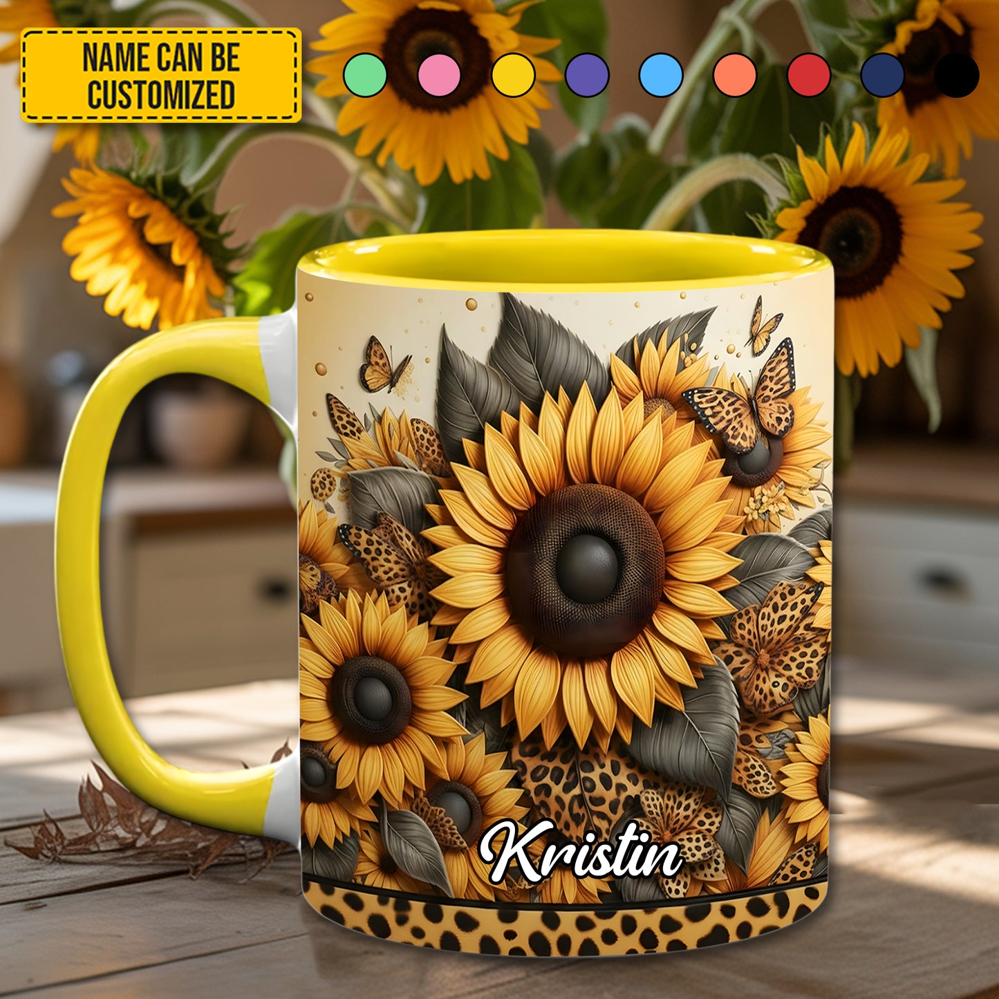 Beautiful Sunflower - Personalized Accent Mug