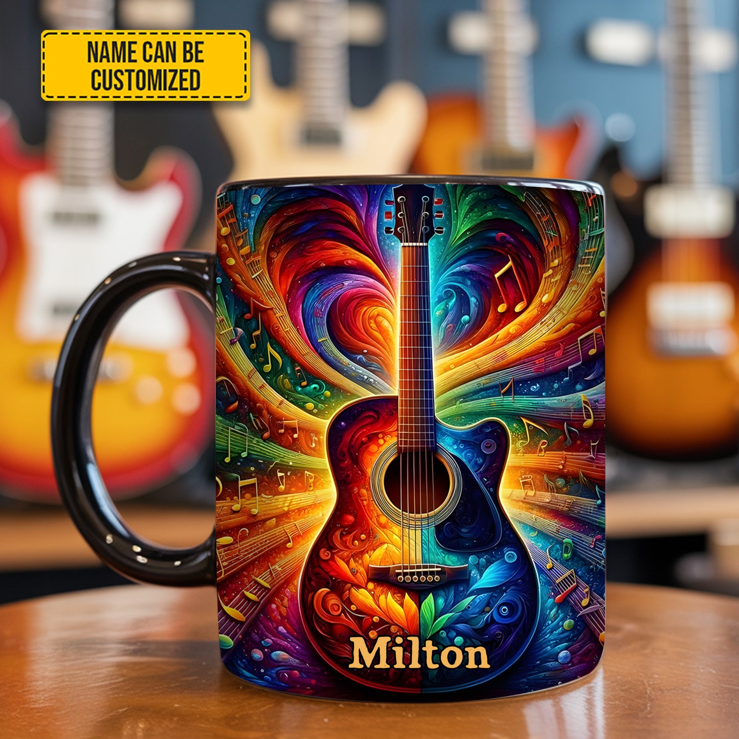 Personalized Colorful Guitar Music - Accent Mug
