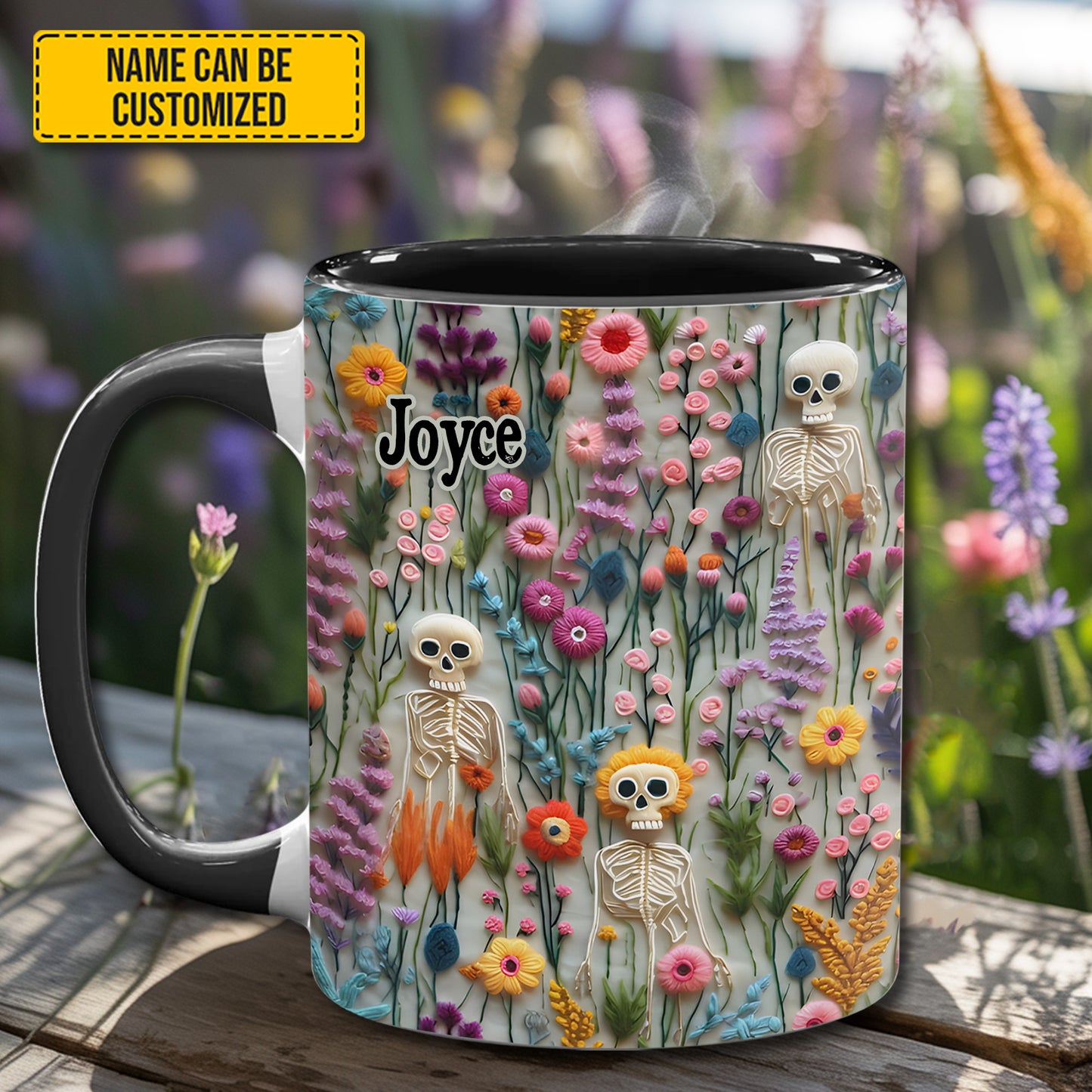 Skeletons In Bloom - Personalized Skull Accent Mug