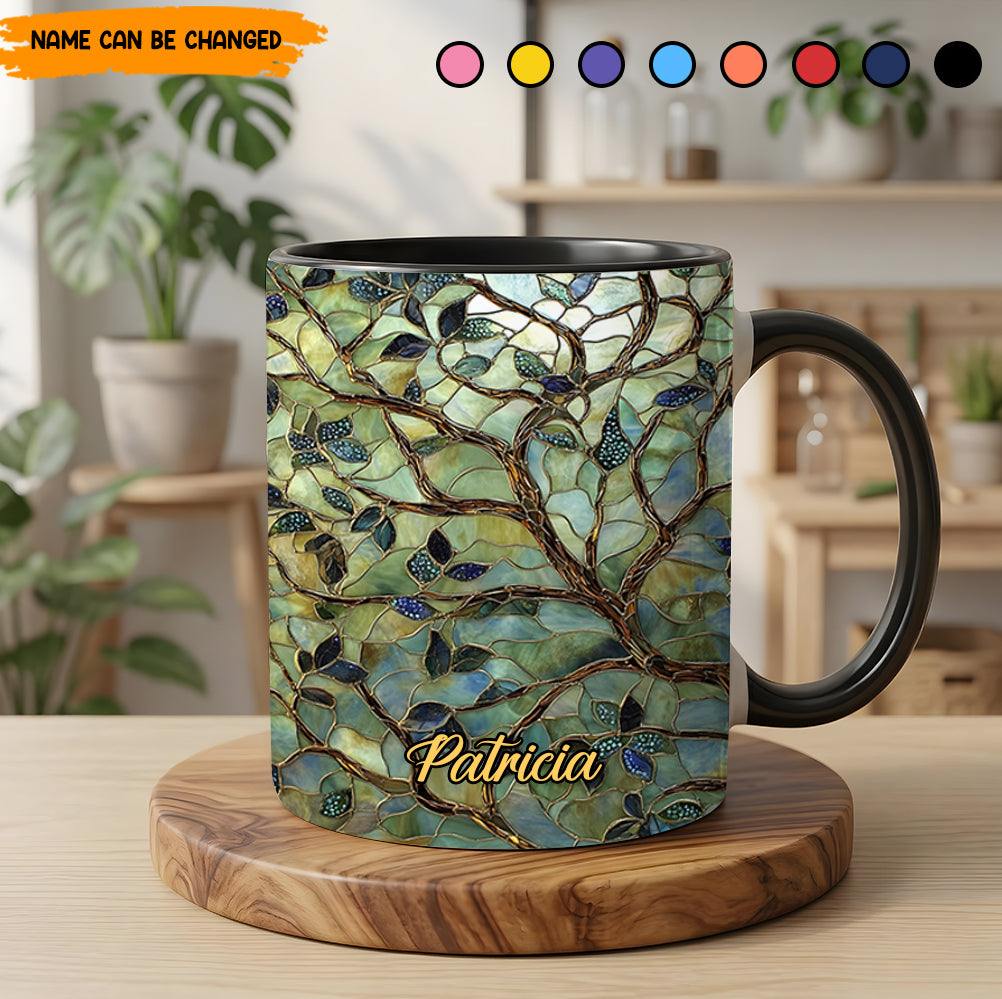 Personalized Tree Of Life Stained Glass Accent Mug
