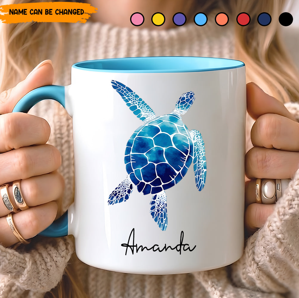 Ocean Breeze Turtle Accent Mug - Personalized Accent Mug