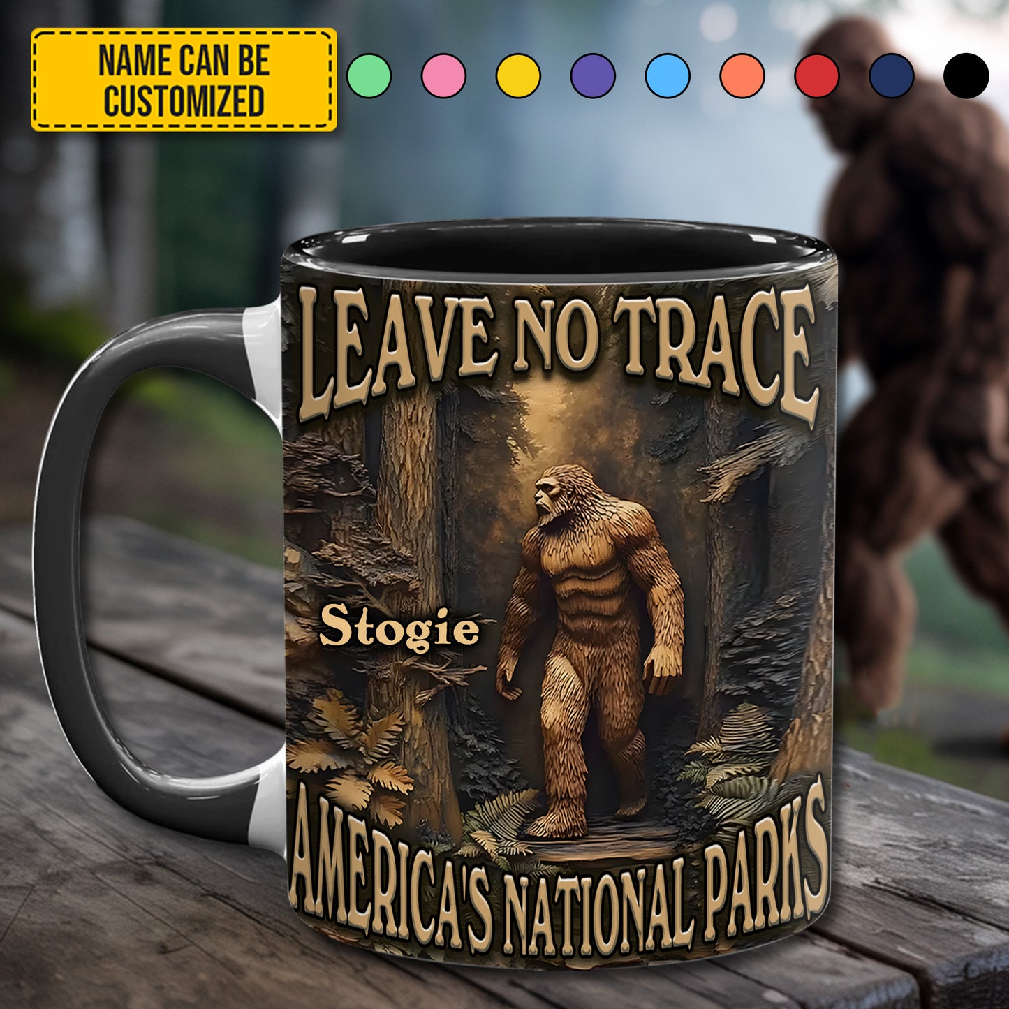 Leave No Trace – Personalized Bigfoot Accent Mug