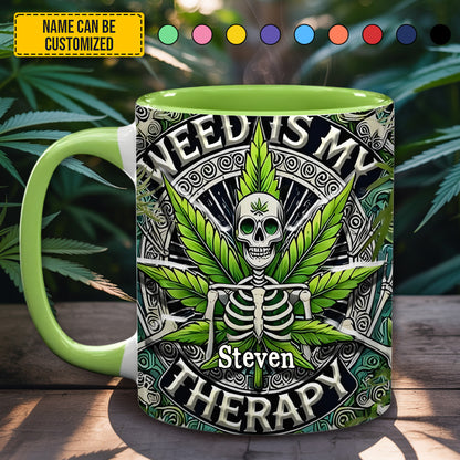 Weed Is My Therapy - Personalized Accent Mug