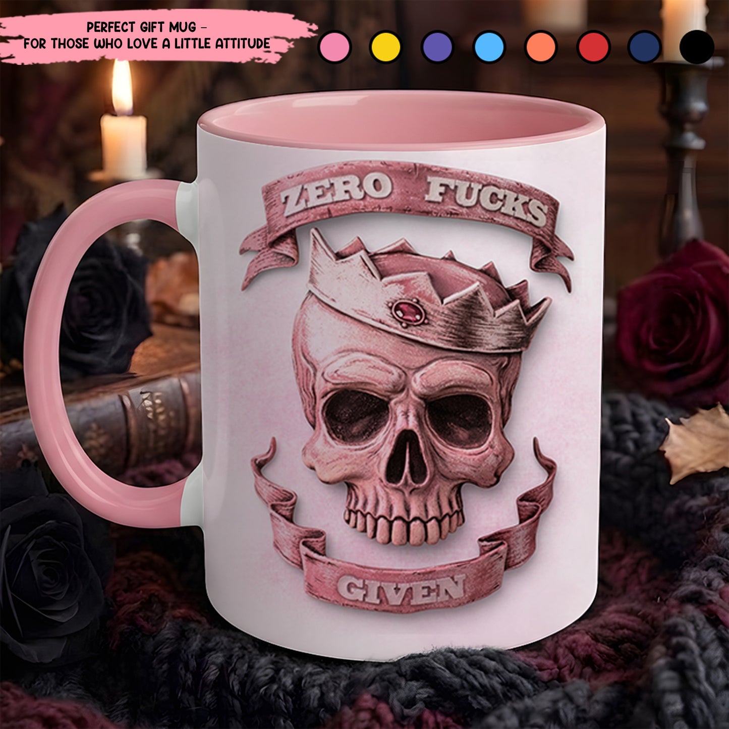 Funny Skull Woman Accent Mug, Perfect Gift Mug