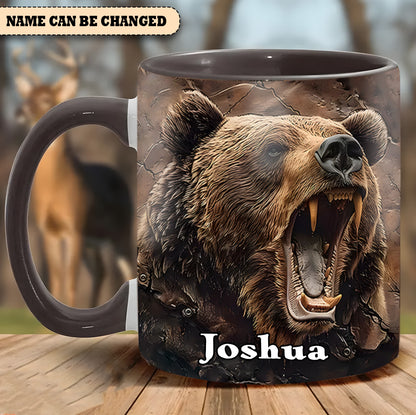 Personalized Grizzly Bear Accent Mug – The Perfect Rustic Gift for Men, Dads, and Nature Lovers.