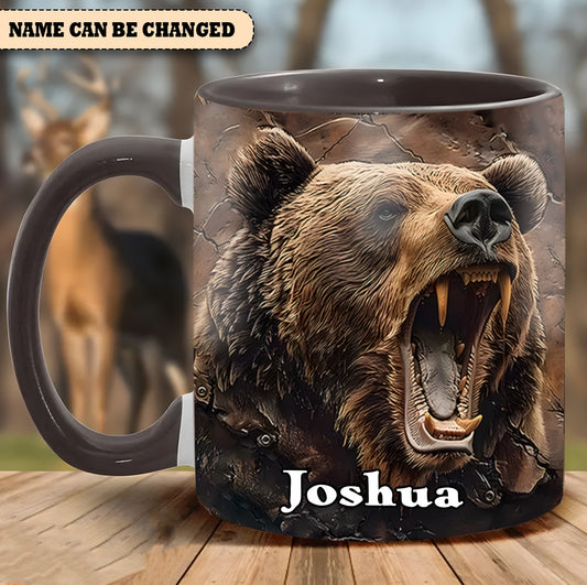 Personalized Grizzly Bear Accent Mug – The Perfect Rustic Gift for Men, Dads, and Nature Lovers.