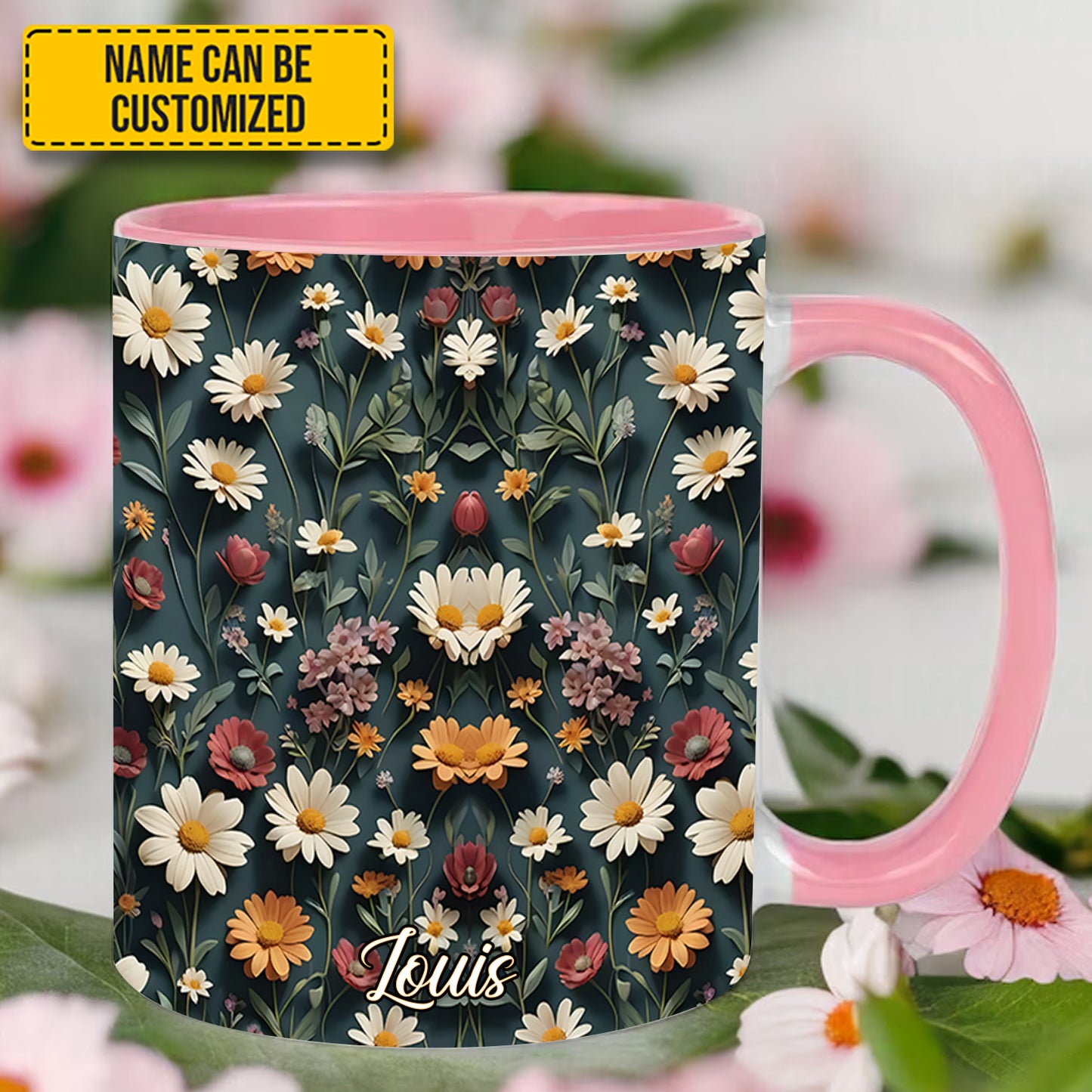 Beautiful Floral - Personalized Flowers Accent Mug