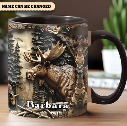 Vintage Moose Wreath Personalized Accent Mug – Rustic Gift for Mother’s Day & Nature Lovers