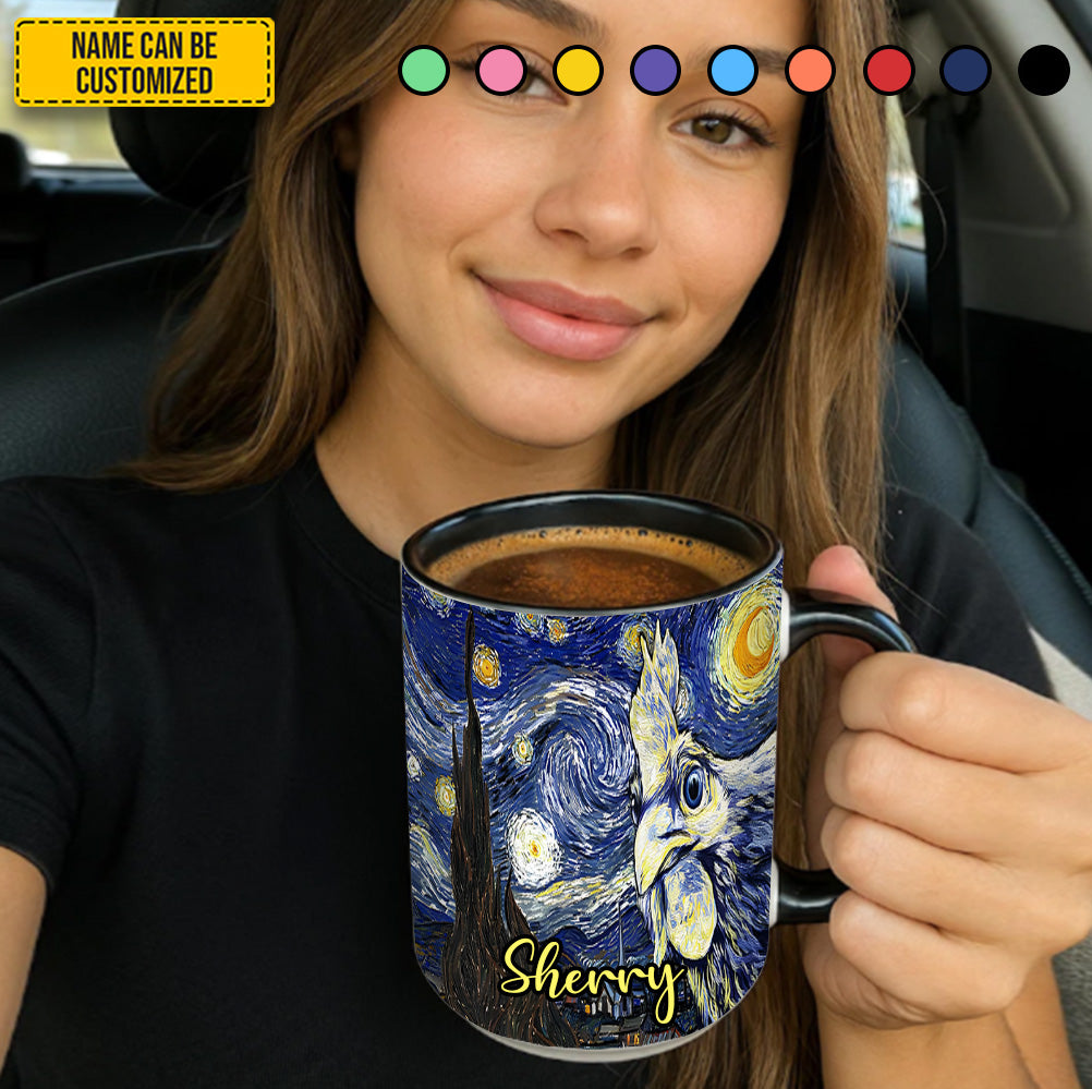 Personalized Starry Night Rooster Accent Mug