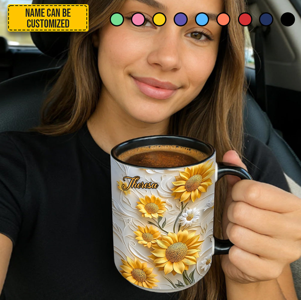 Beautiful Sunflower  - Personalized Accent Mug