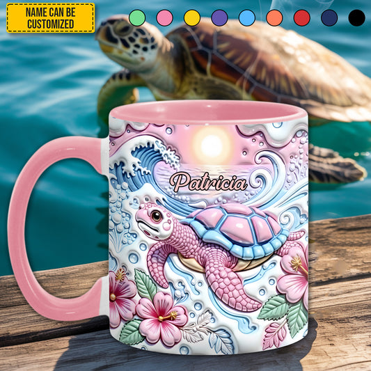 Ocean Wave Turtle - Personalized Turtle Accent Mug