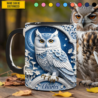 Silver Night Owl accent mug - Personalized Accent Mug