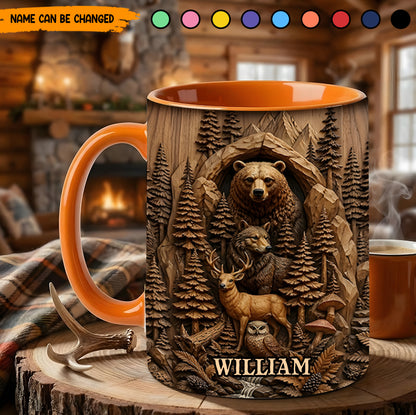 Woodland Legends – Personalized Wildlife Accent Mug