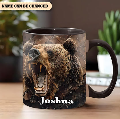 Personalized Grizzly Bear Accent Mug – The Perfect Rustic Gift for Men, Dads, and Nature Lovers.