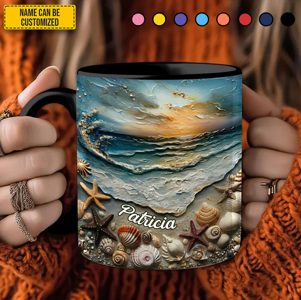 Personalized Ocean Sunset Accent Mug