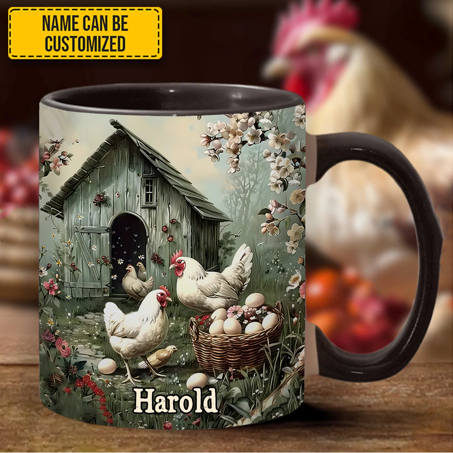 Farm Life – Personalized Chicken Accent Mug