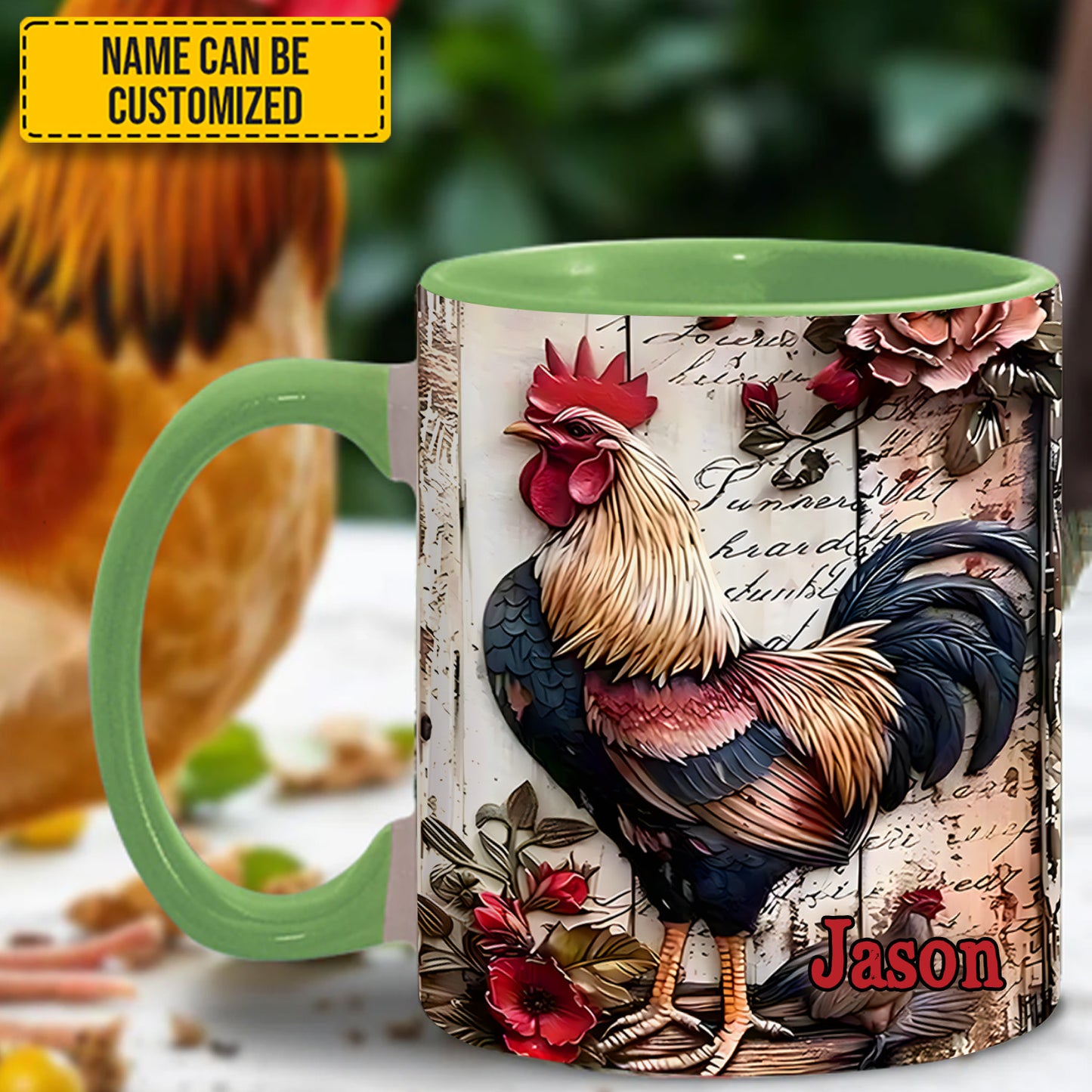 Rooster Farmhouse – Personalized Chicken Accent Mug