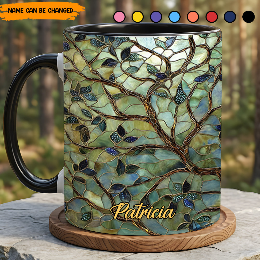 Personalized Tree Of Life Stained Glass Accent Mug