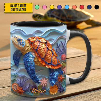 Sea Turtle - Personalized Turtle Accent Mug