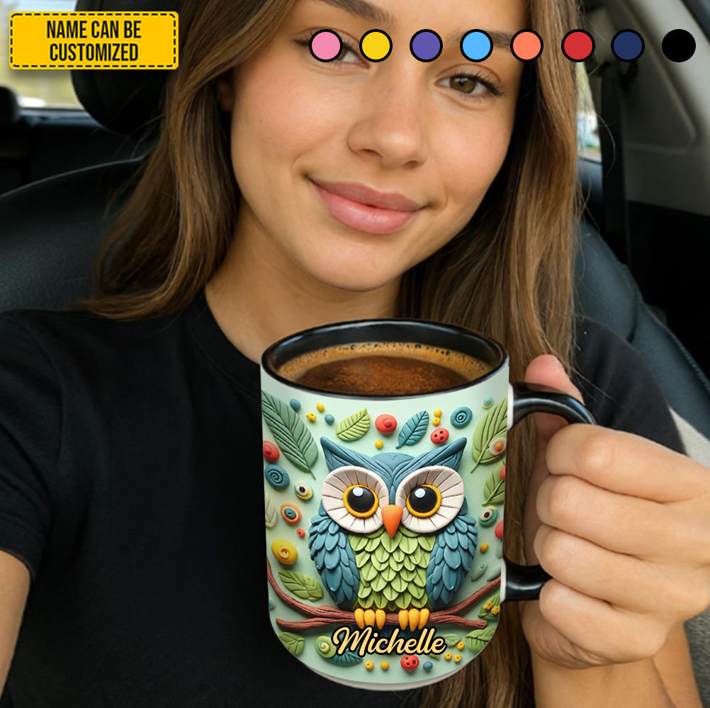 Personalized Cute Owl Accent Mug