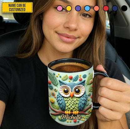 Personalized Cute Owl Accent Mug