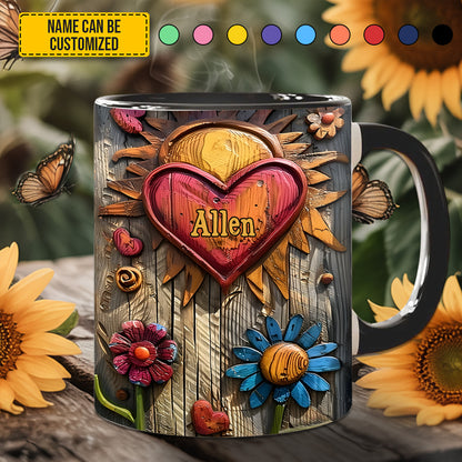 Hippie Heart Symbol - Personalized Hippie Accent Mug