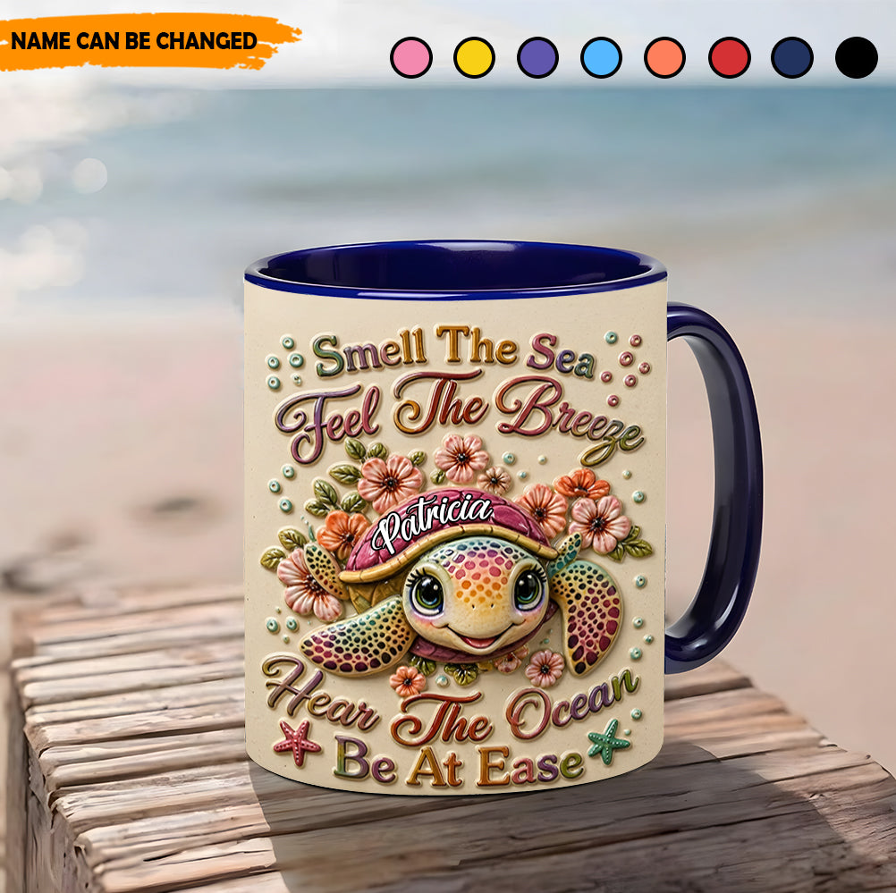 Hear The Ocean - Personalized Turtle Accent Mug