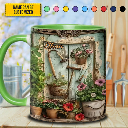 Garden Tools And Flowers - Personalized Gardening Accent Mug