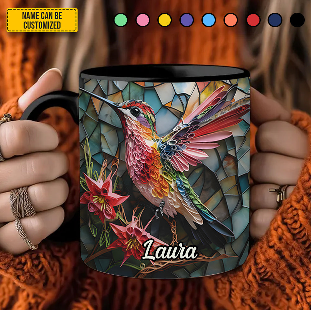 Personalized Stained Glass Hummingbird Accent Mug