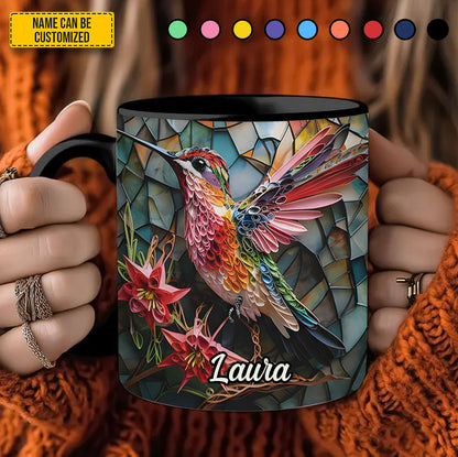 Personalized Stained Glass Hummingbird Accent Mug