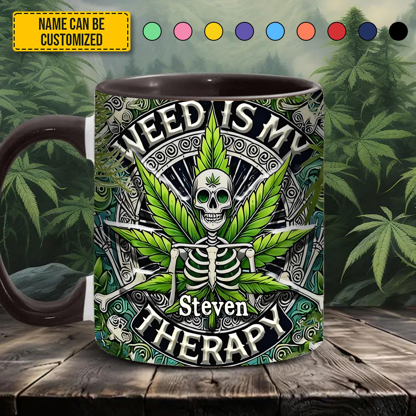 Weed Is My Therapy - Personalized Accent Mug