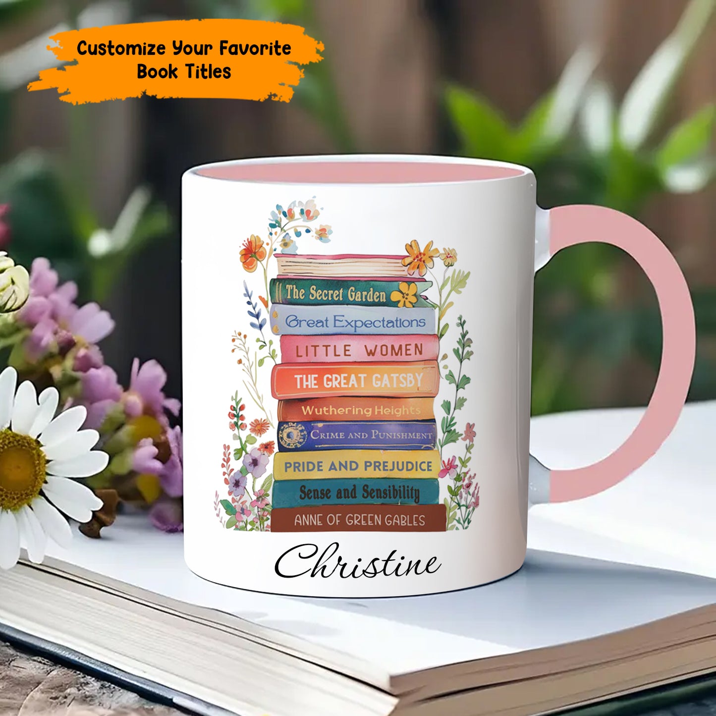 Book Lover’s Stack – Personalized Book Accent Mug