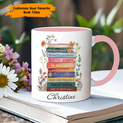 Book Lover’s Stack – Personalized Book Accent Mug