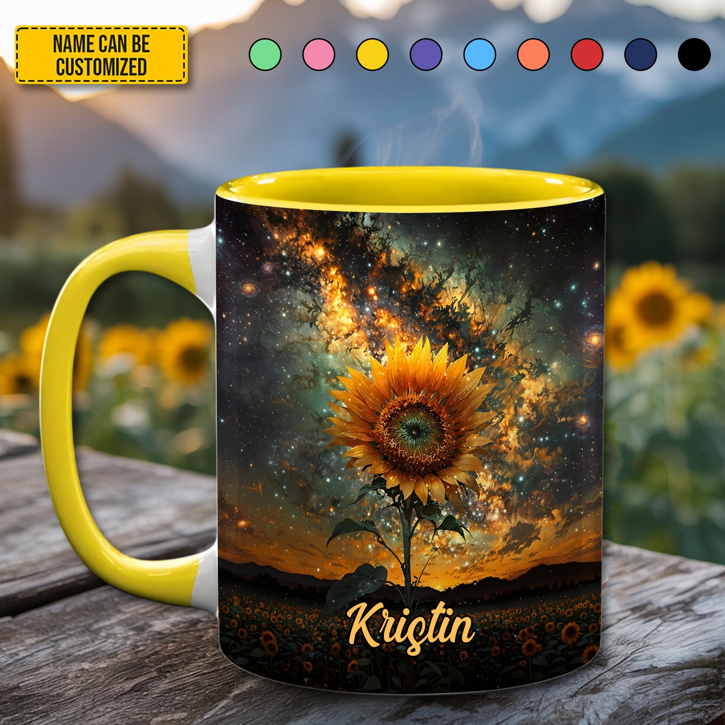 Sunflower In Night - Personalized Sunflower Accent Mug