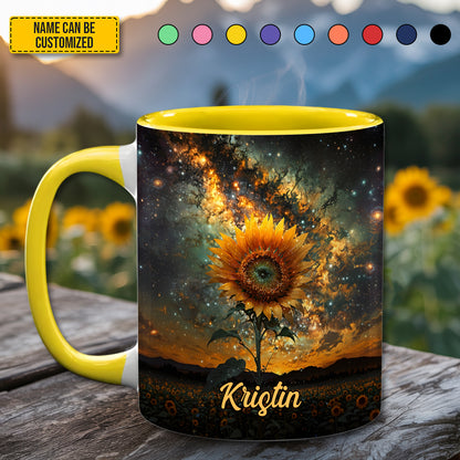Sunflower In Night - Personalized Sunflower Accent Mug