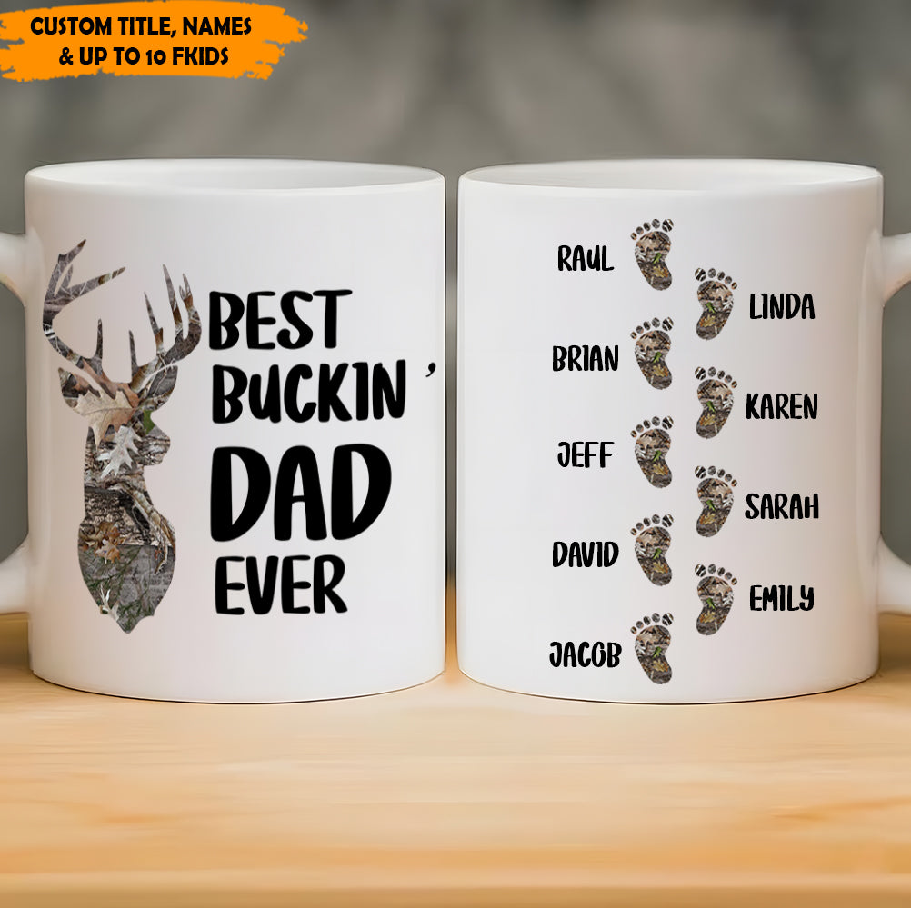 Best Buckin’ Dad Ever – Family Footprint White Mug