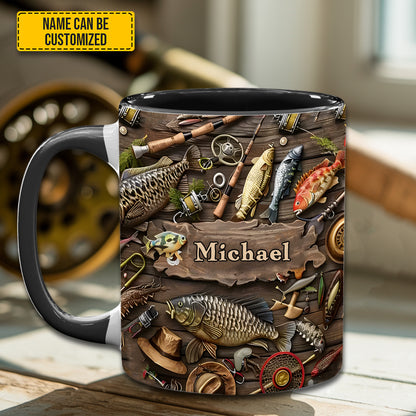 Fishing Gear - Personalized Fishing, Outdoor, Adventure Accent Mug