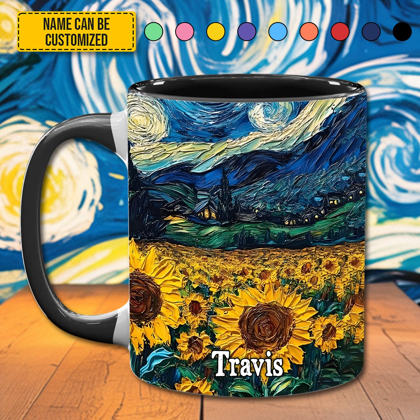 Starry Sunflowers – Personalized Accent Mug