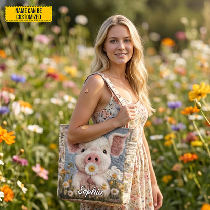 Personalized Cute Piggy Tote Bag