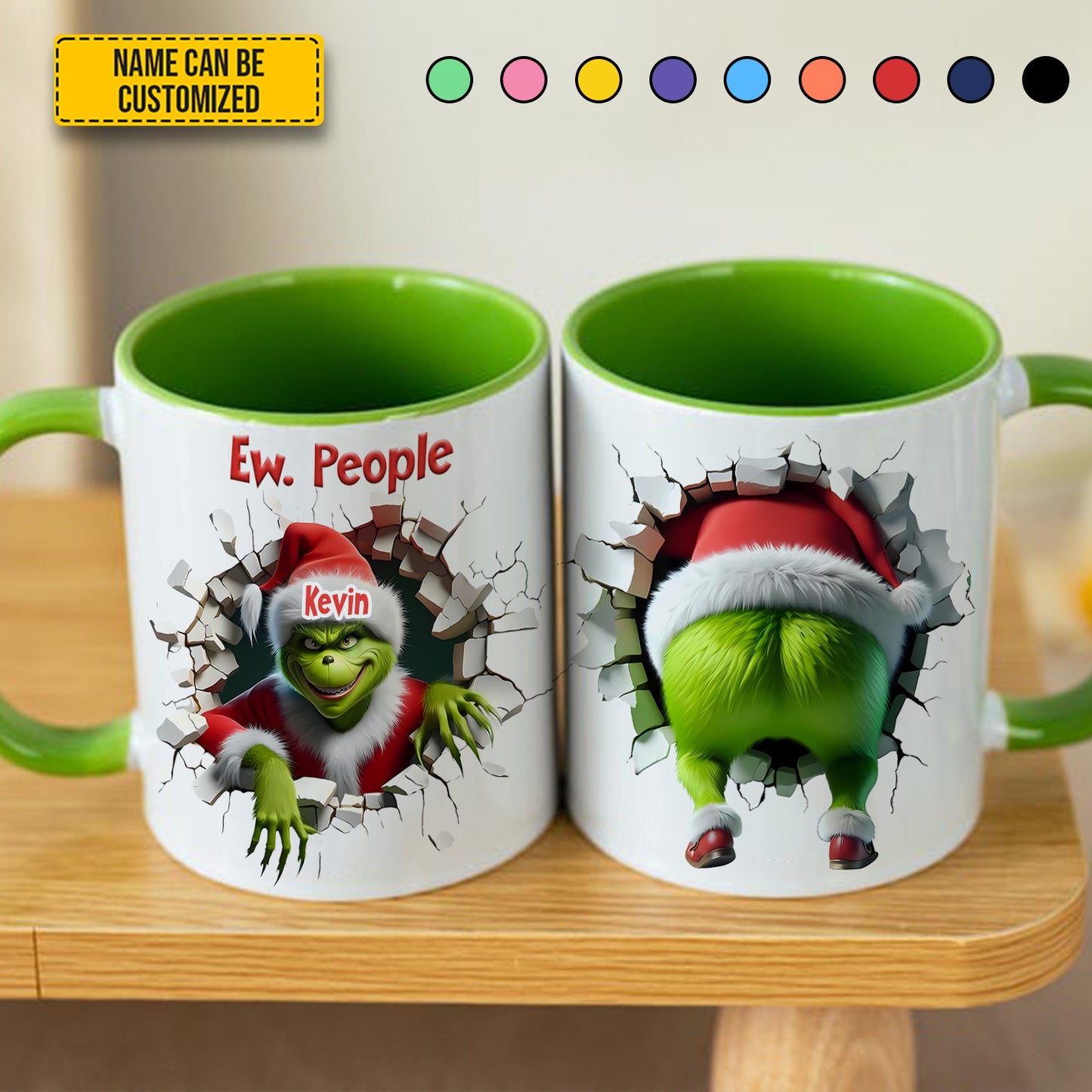 Funny Green Monster – Personalized Accent Mug