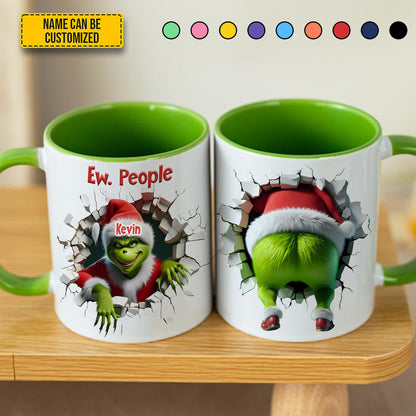 Funny Green Monster – Personalized Accent Mug