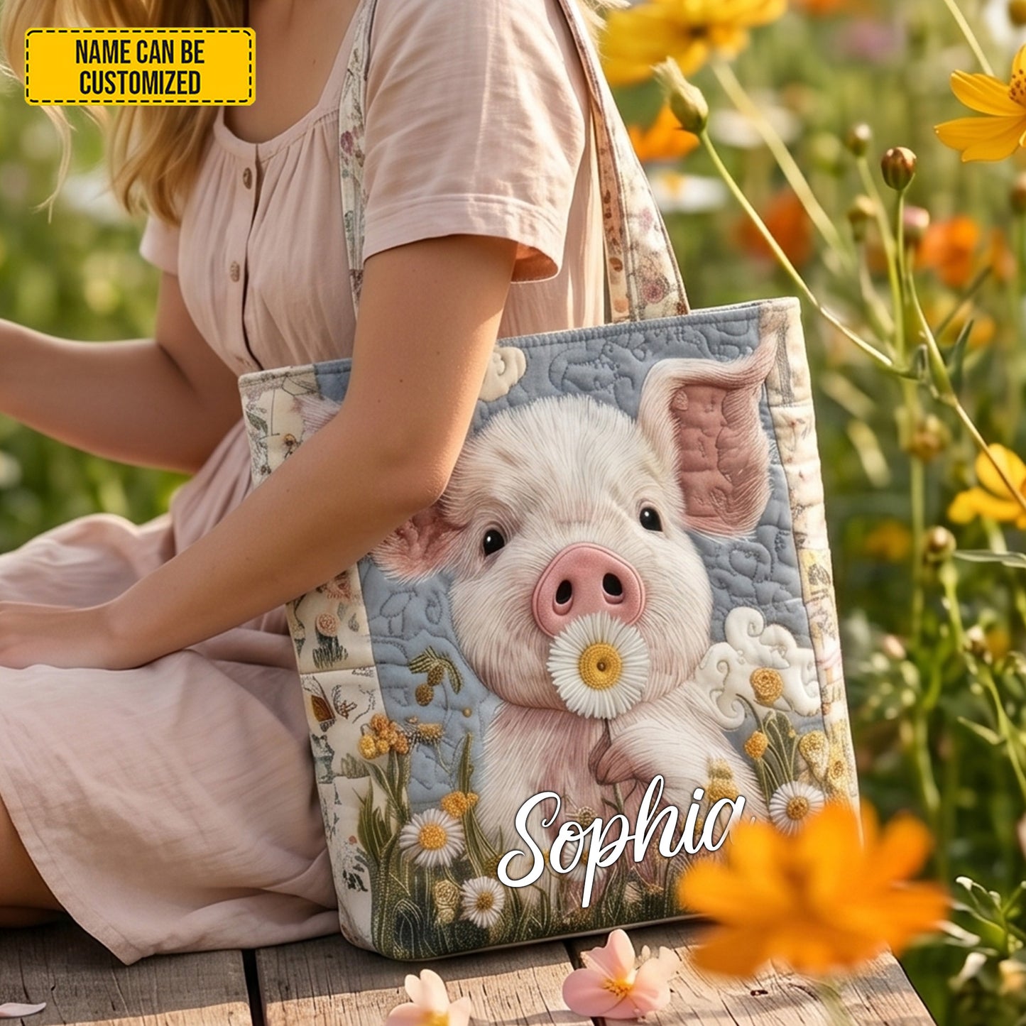 Personalized Cute Piggy Tote Bag