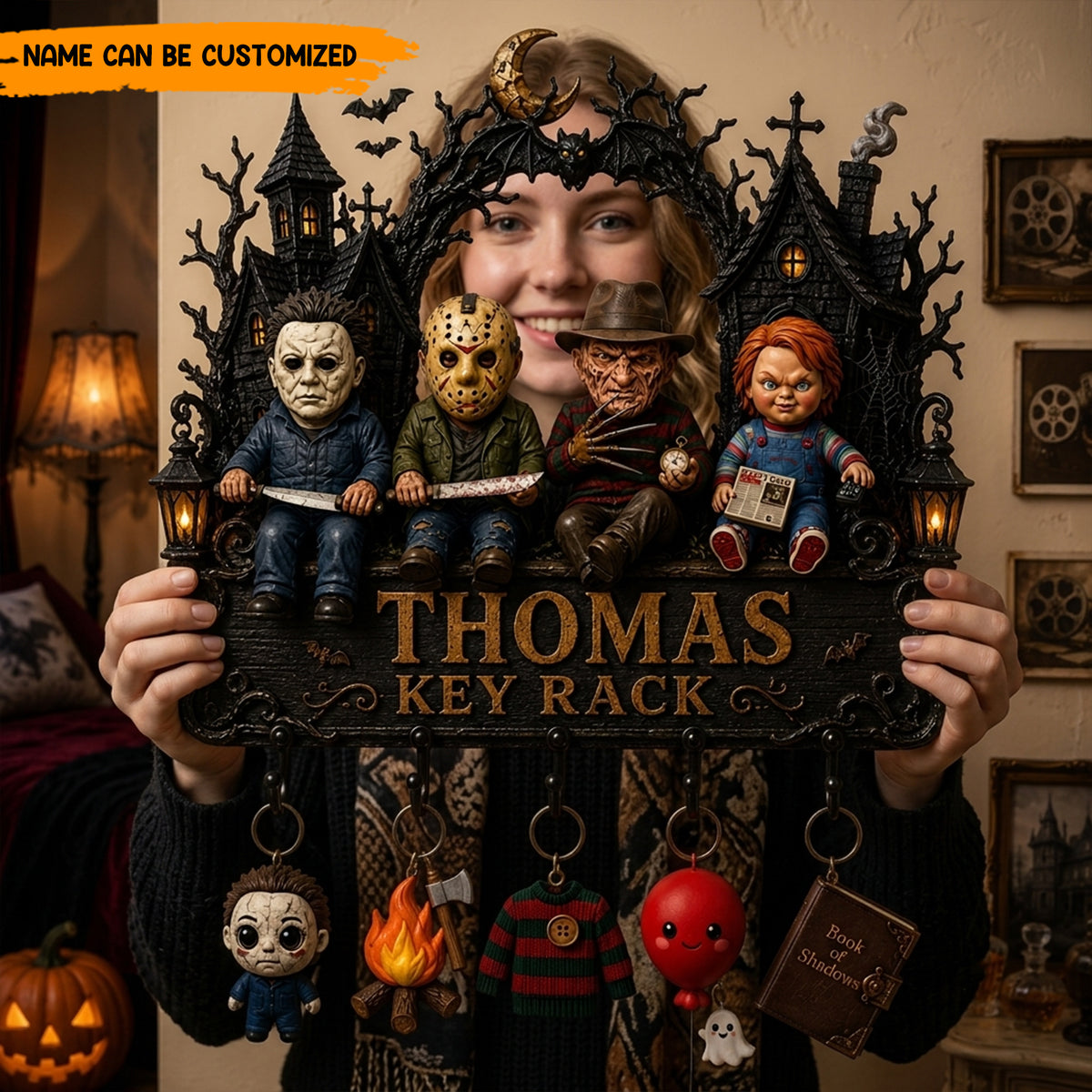 Personalized Horror Halloween Key Rack
