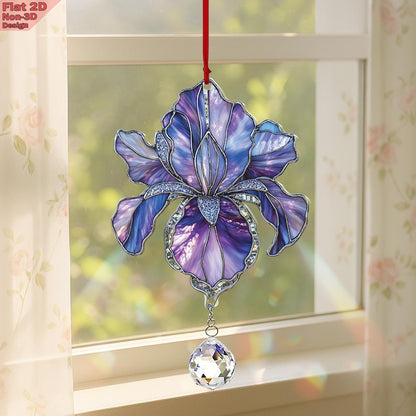 Purple Iris Flower Window Hanging