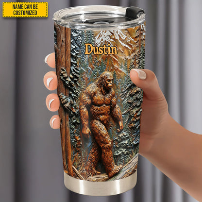 Bigfoot In Forest - Personalized Bigfoot Tumbler