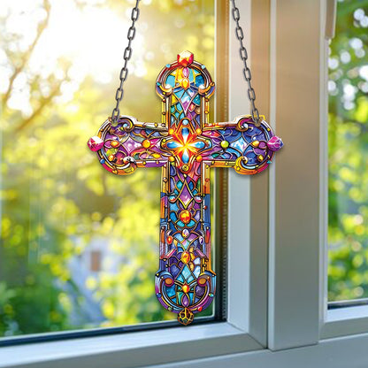 Radiant Cross Acrylic Window Hanging