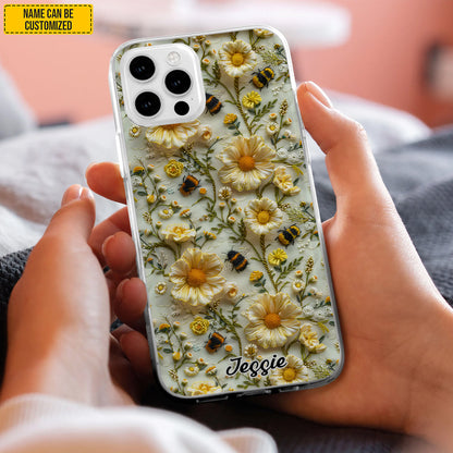 Bee & Flowers - Personalized Phone Case