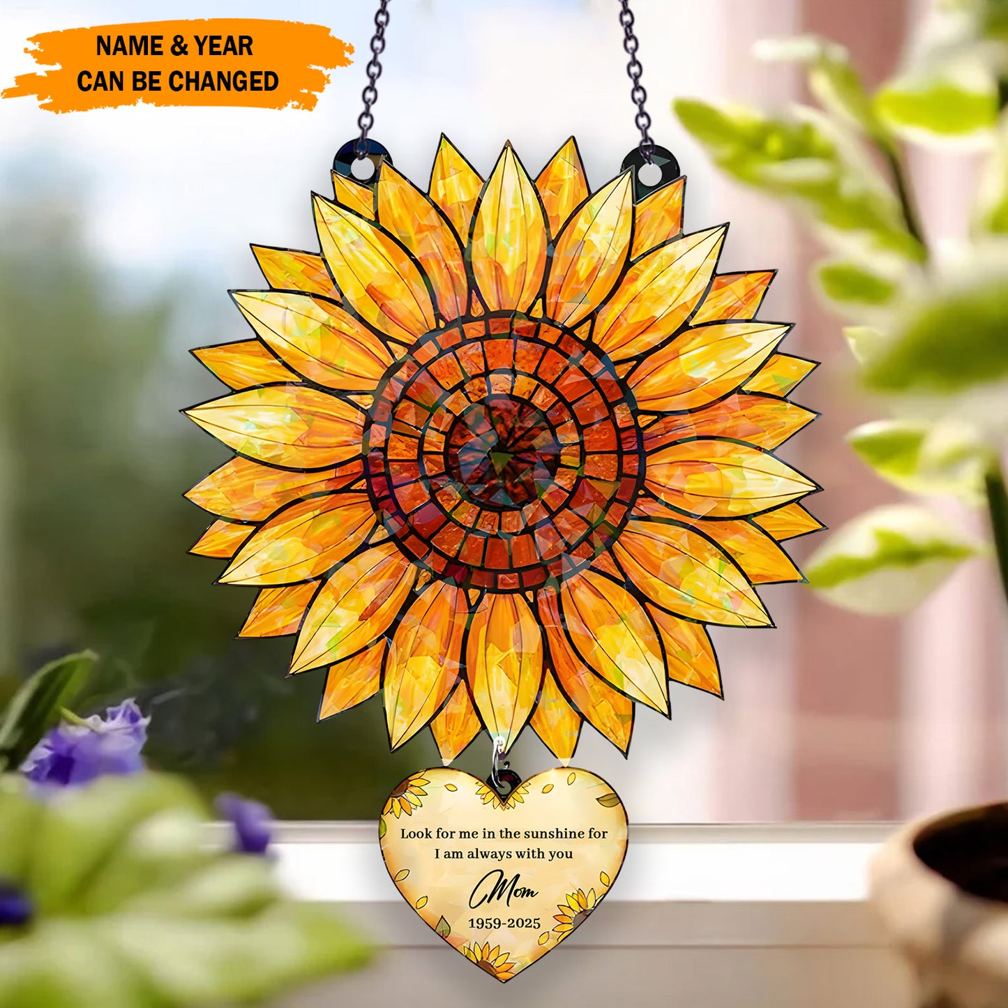 Personalized Sunflower Memorial Acrylic Window