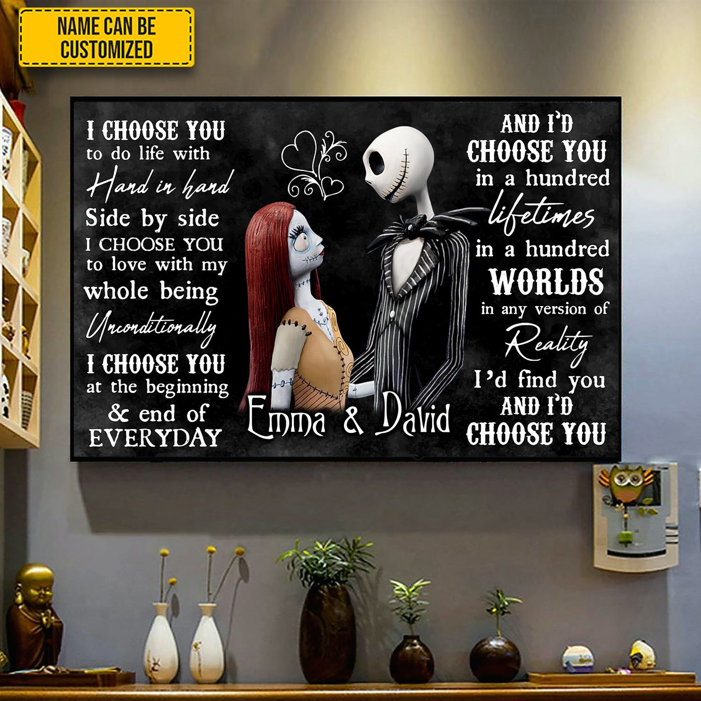 “I Choose You” - Personalized Gothic Couple Canvas & Poster