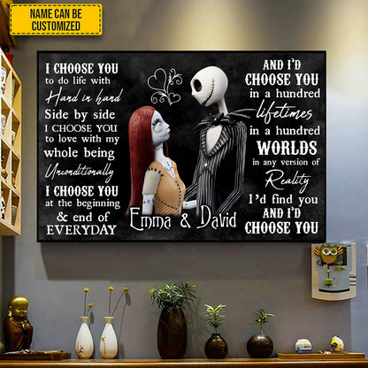 “I Choose You” - Personalized Gothic Couple Canvas & Poster